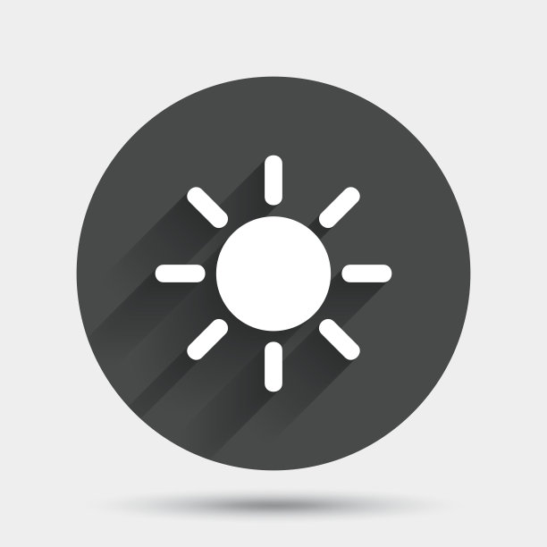 太阳星座图标。日晷的象征。热按钮。图片下载