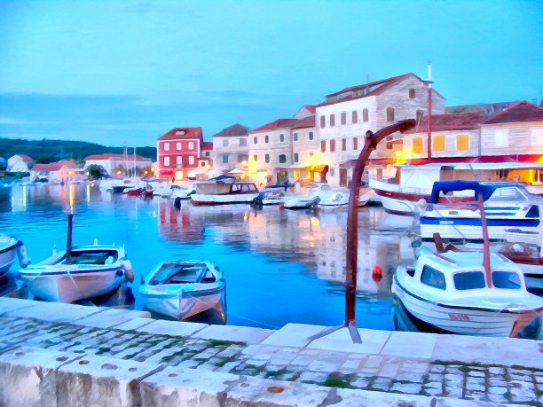 美丽的海湾和帆船全景，插图水图片下载