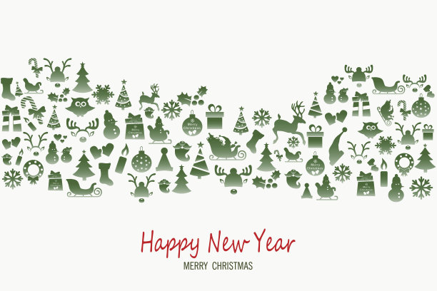 圣诞元素图标与易于编辑格式在EPS图片下载