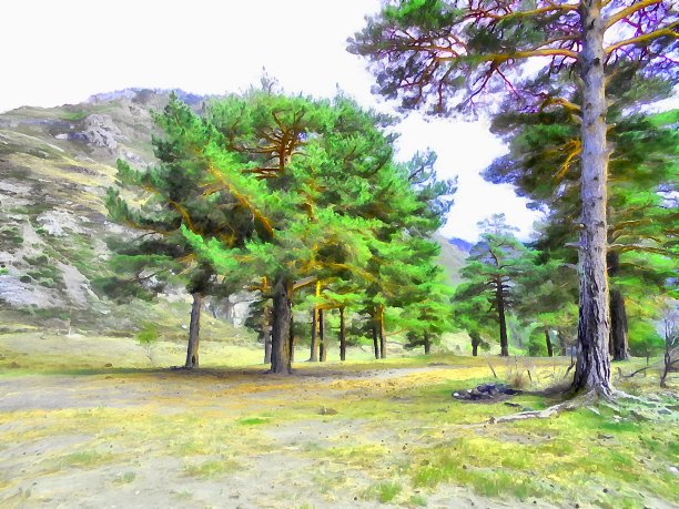 背景水彩画山川风景图片下载