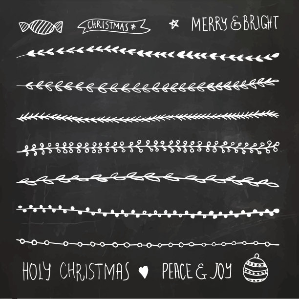 采购产品手绘圣诞装饰元素，涂鸦和边界图片下载