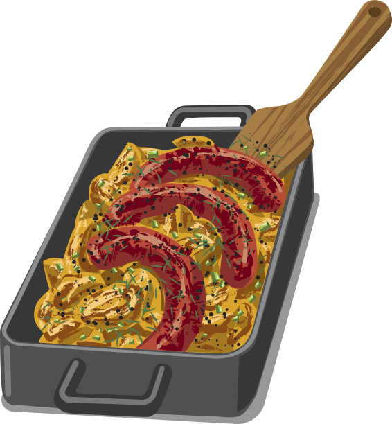 烤土豆和烤香肠图片下载