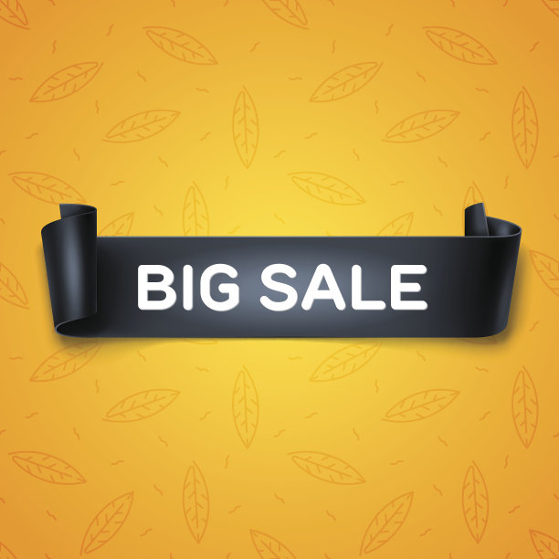 大拍卖题词黑色详细弧形丝带上的叶子背景。图片下载