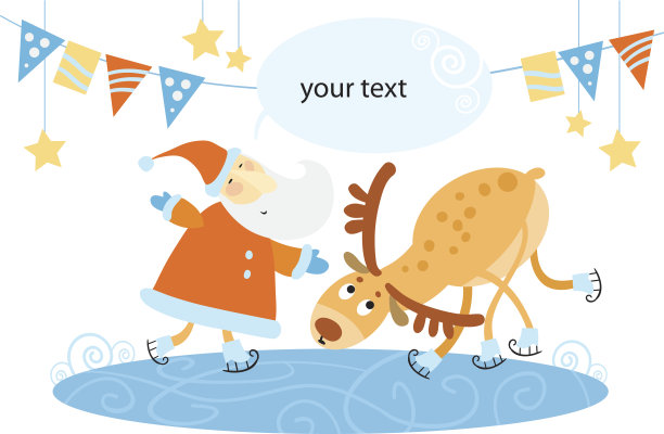 有趣的圣诞老人溜冰图片下载