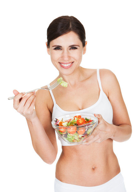 吃沙拉的健康女性图片下载