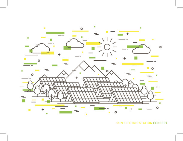 线性太阳电站矢量图图片下载