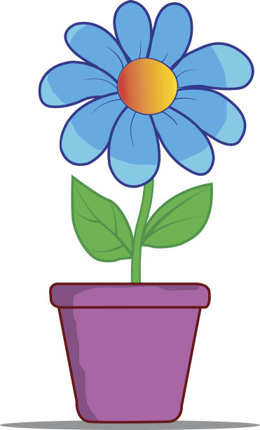 平面风格图标蓝色花图片下载