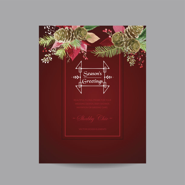 陈年一品红圣诞卡片-冬季背景图片下载