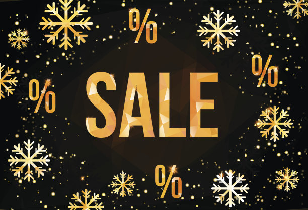 冬季销售设计模板用新潮的金色雪花。水平的新图片下载