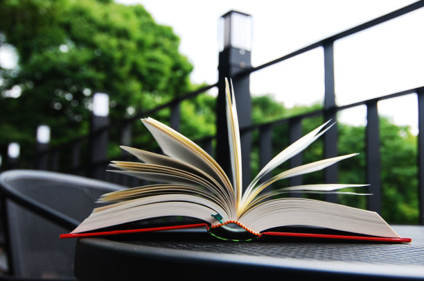 书在花园里的桌子上图片下载