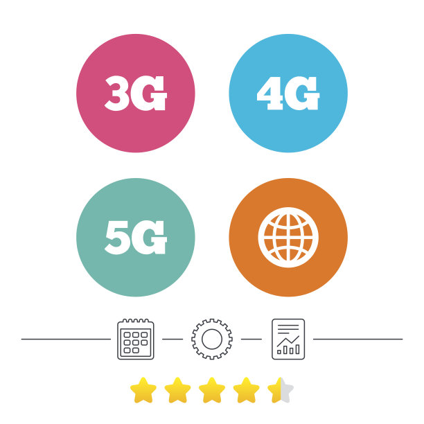 移动电信图标。3G, 4G和5G。图片下载