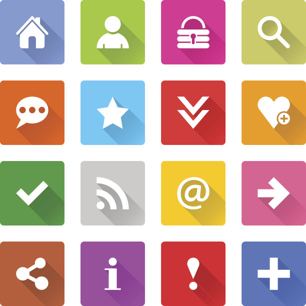 平面基本图标设置圆角正方形网页按钮图片下载