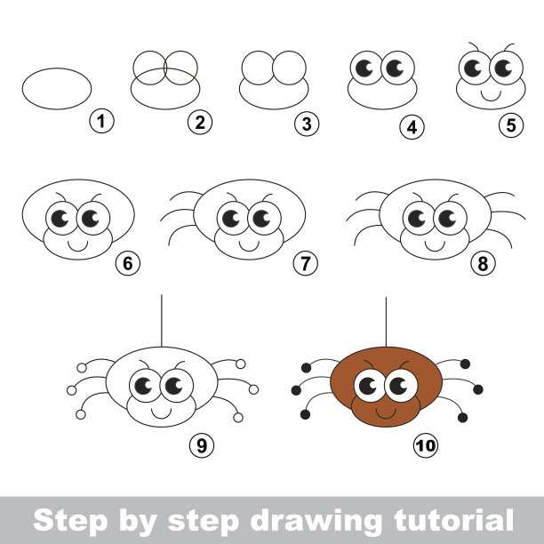 有趣的蜘蛛。绘图教程。图片下载