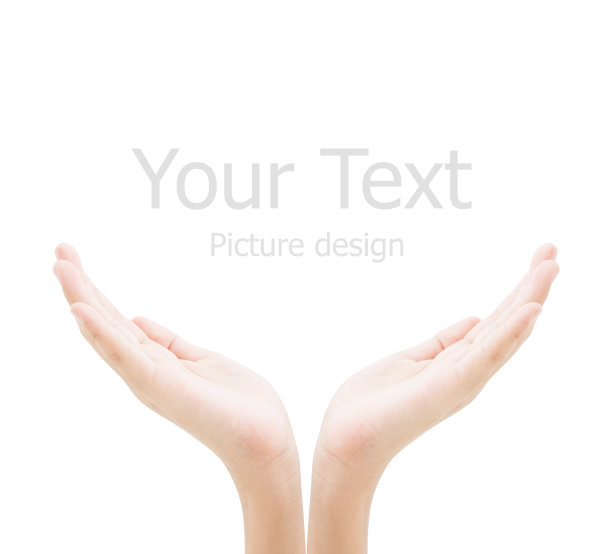 两手空空的女性手牵着孤立的白底图片下载