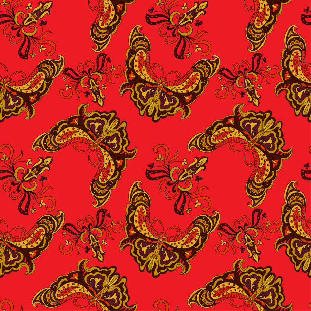 蝴蝶装饰维多利亚无缝图案图片下载