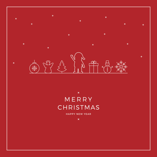 圣诞老人圣诞贺卡红色背景素材图片