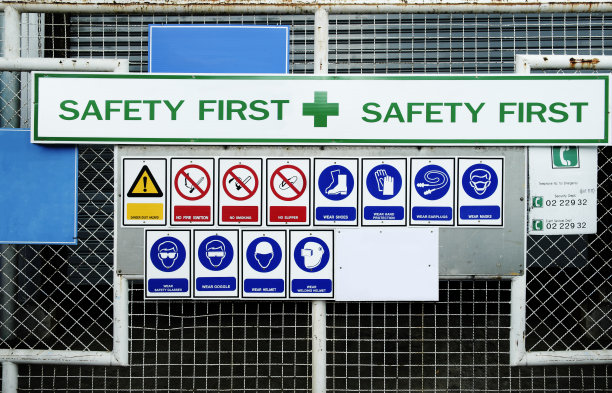 安全第一标志和标志背景照片图片下载