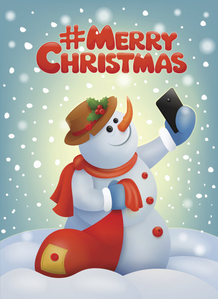 圣诞贺卡与雪人制作自拍图片下载