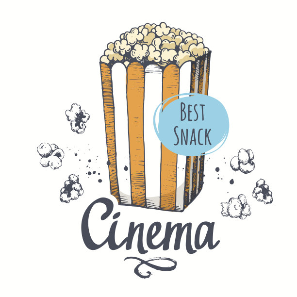 矢量插图与草图爆米花桶。设计。电影的零食。手图片下载