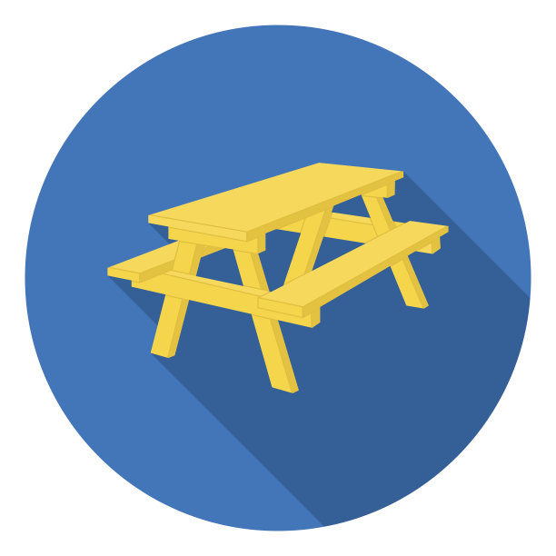 长凳图标在平面风格孤立的白色背景。野营图片下载