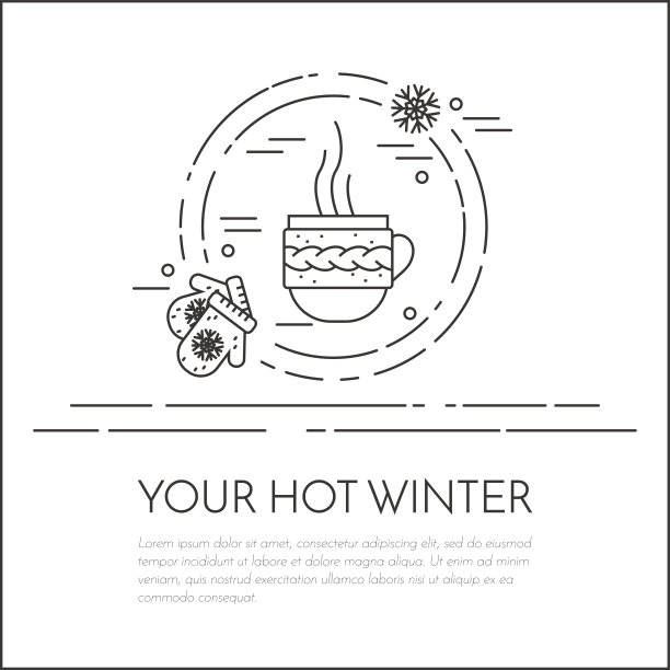 冬季水平连指手套旗帜线性风格图片下载