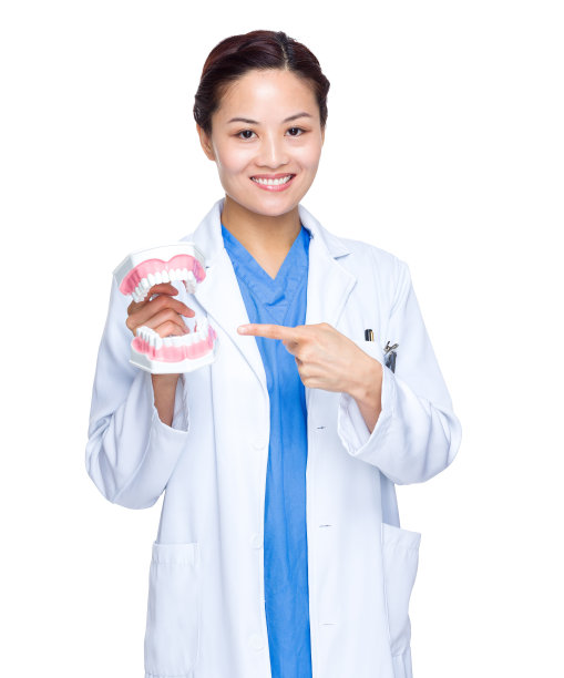 手持假牙的女牙医图片下载