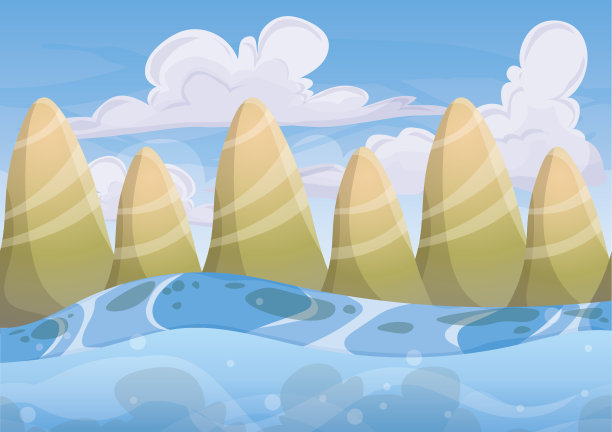 卡通矢量海背景与分离的图层为游戏艺术图片下载