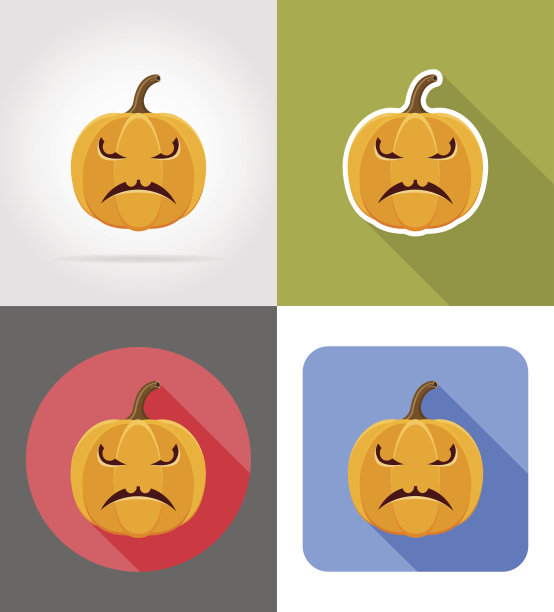 万圣节南瓜平面图标矢量插图图片下载