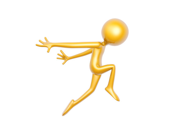 金色的家伙跳舞跳孤立在白色的背景图片下载