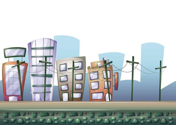 卡通矢量建筑背景与分离的层图片下载