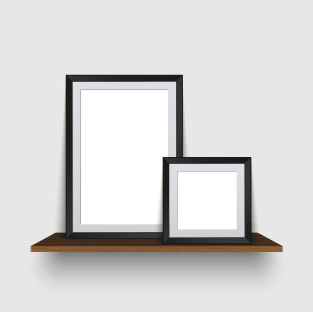 向量现代两个空框架站在木架上。图片下载