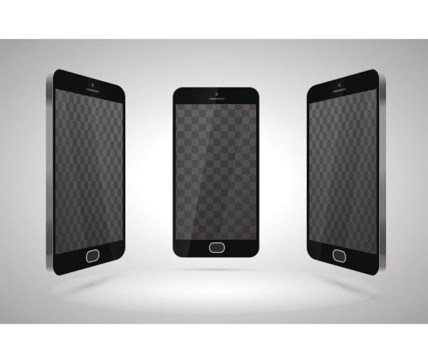 三个逼真的光滑的智能手机模型图片下载