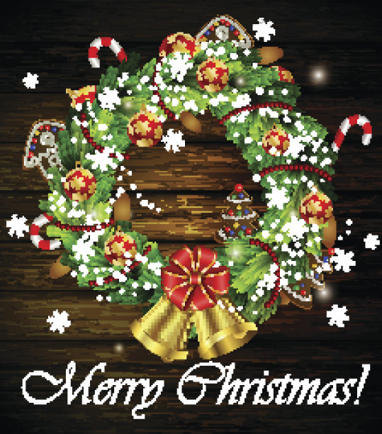 圣诞花环和蝴蝶结图片下载