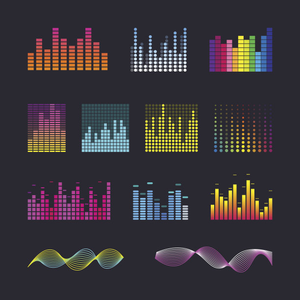 设置丰富多彩的ui用户体验音乐均衡器声波。素材图片