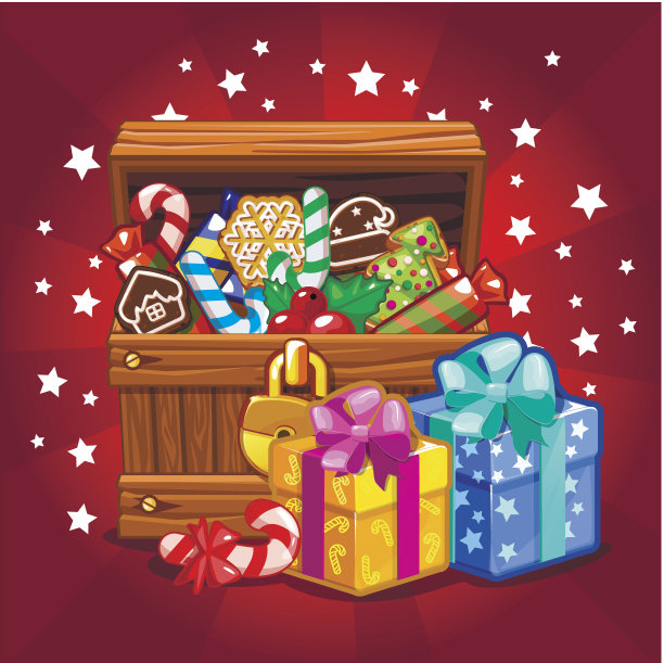 打开木材宝箱糖果和饼干图片下载