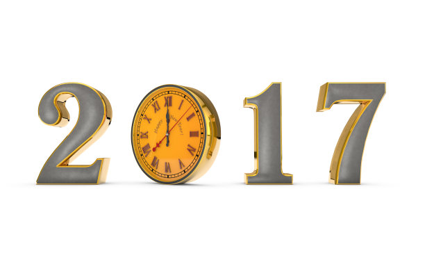 钟,午夜……2017年新年快乐…圣诞快乐，3D插图图片下载