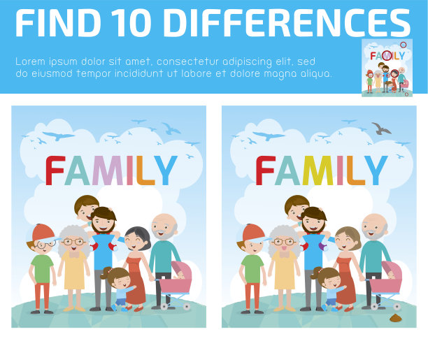 发现差异，儿童游戏，发现差异，智力游戏，儿童图片下载