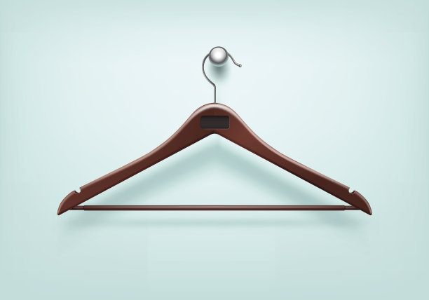 衣服木制衣架与金属标签的背景图片下载