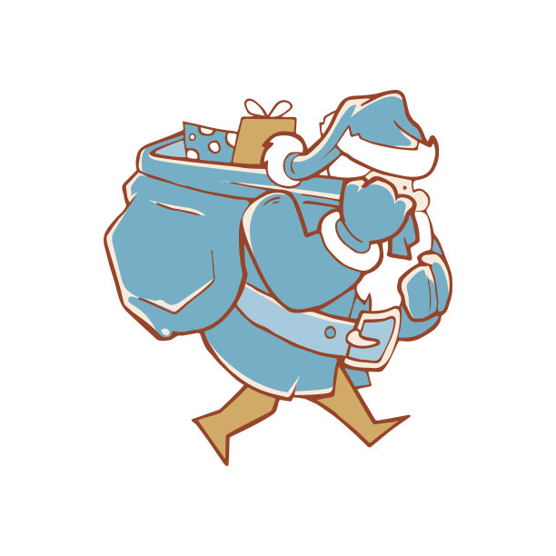 矢量插图的圣诞老人携带满袋礼物图片下载