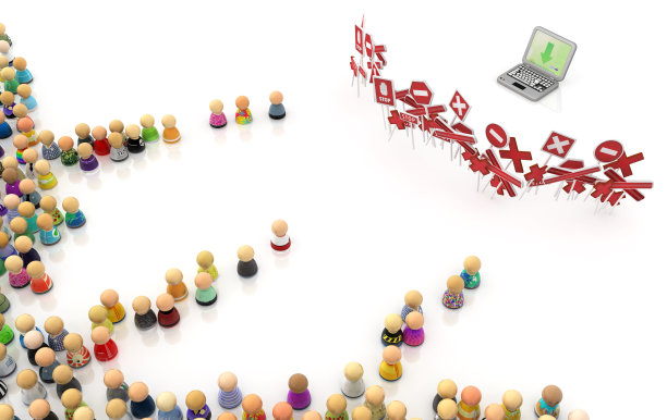 卡通人群，限制手提电脑图片下载