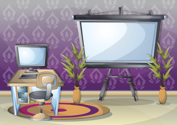 卡通矢量插图室内教室与分离的层素材图片