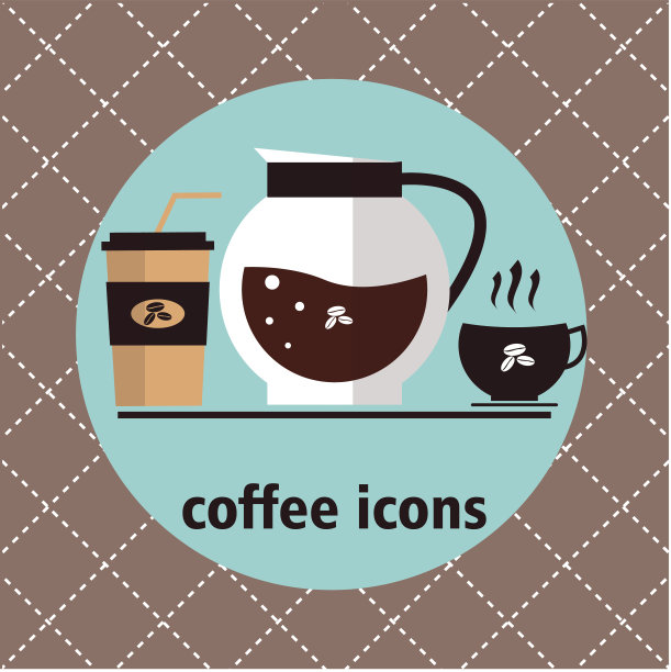 咖啡矢量插图。咖啡复杂的图标图片下载