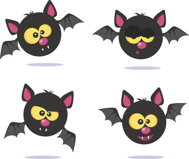 一组蝙蝠图标上的白色背景。图片下载