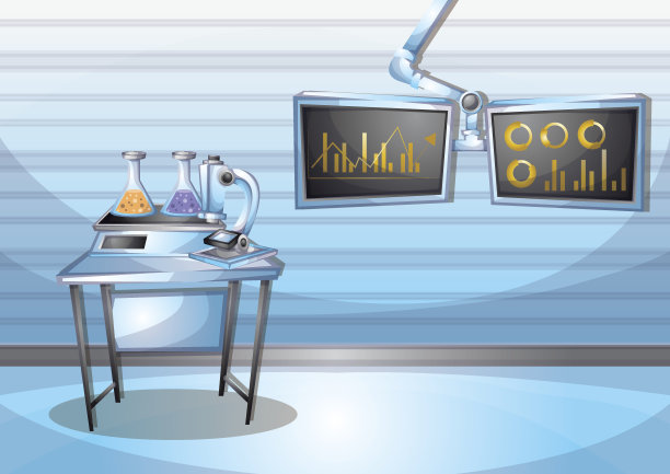 卡通矢量插图实验室室内房间与分离层图片下载