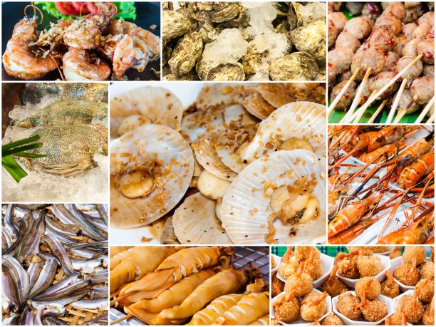 泰国海鲜的照片拼贴图片下载