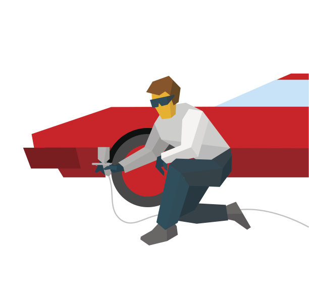 红色汽车用粉碎机机械喷漆图片下载