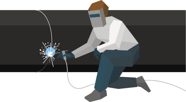 面罩内的焊工连接管道中的金属管图片下载