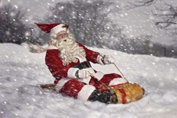 滑雪橇圣诞老人图片下载
