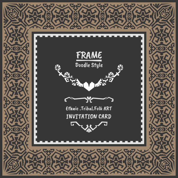 抽象涂鸦向量部落民族风格框架图片下载