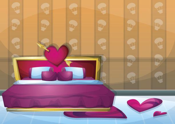 卡通矢量插图室内情人节房间与分离层图片下载